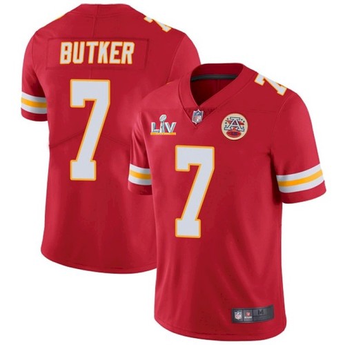 Men's Kansas City Chiefs #7 Harrison Butker Red NFL 2021 Super Bowl LV Stitched Jersey